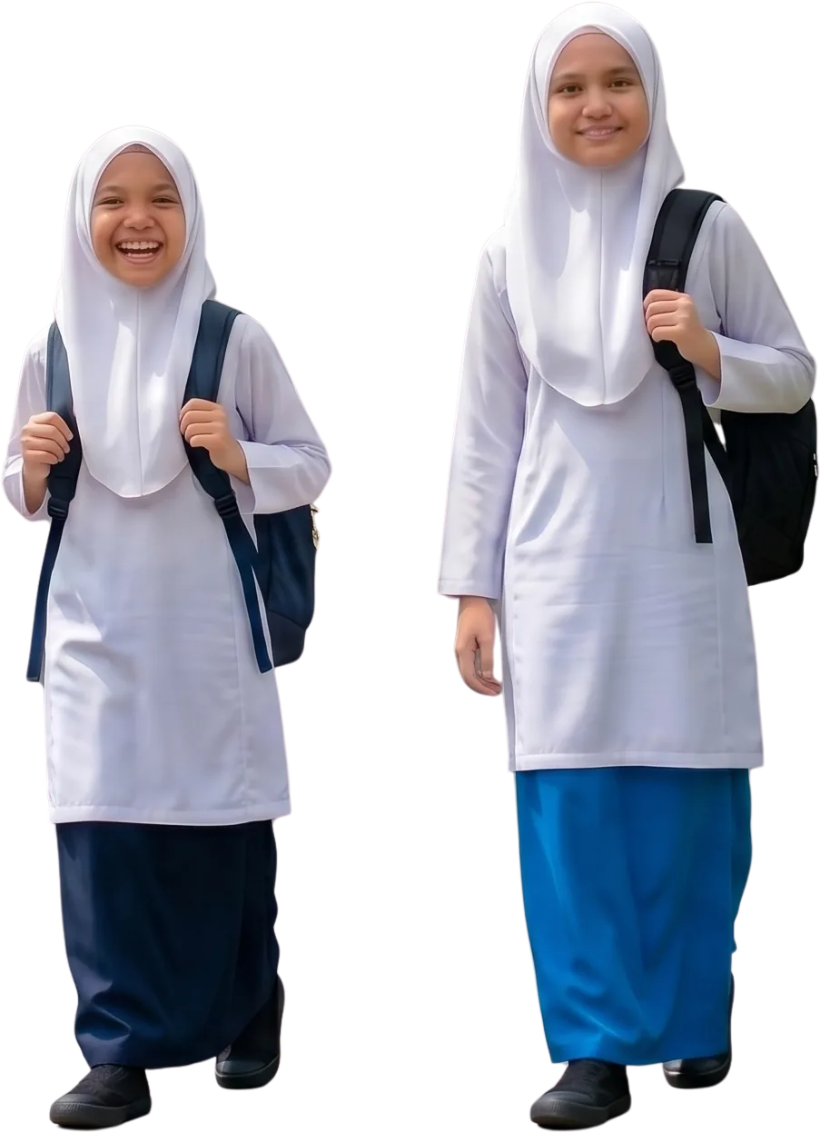 Dua murid memakai uniform sekolah NADI