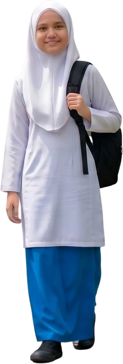 Murid sekolah menengah memakai uniform NADI