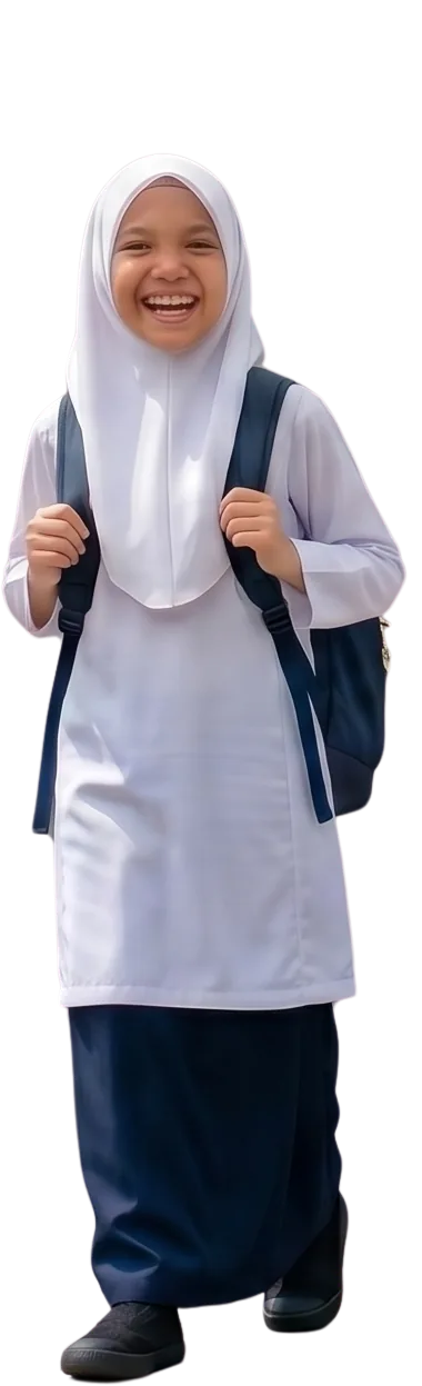 Murid sekolah rendah memakai uniform NADI